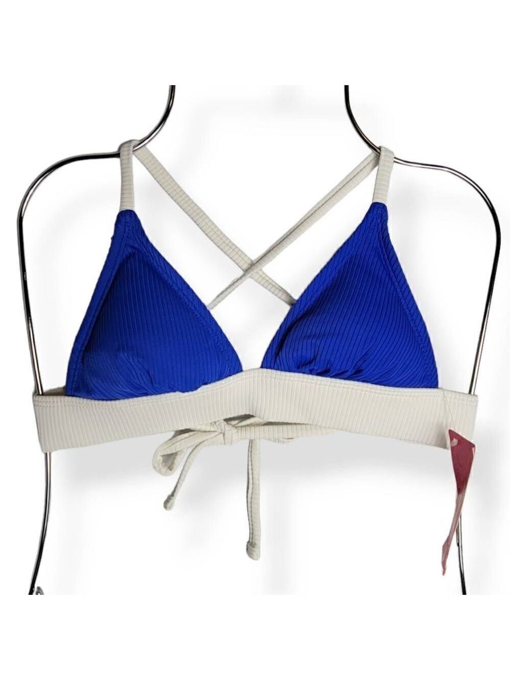 Xhilaration Blue and White Triangle Bikini top XS Junior